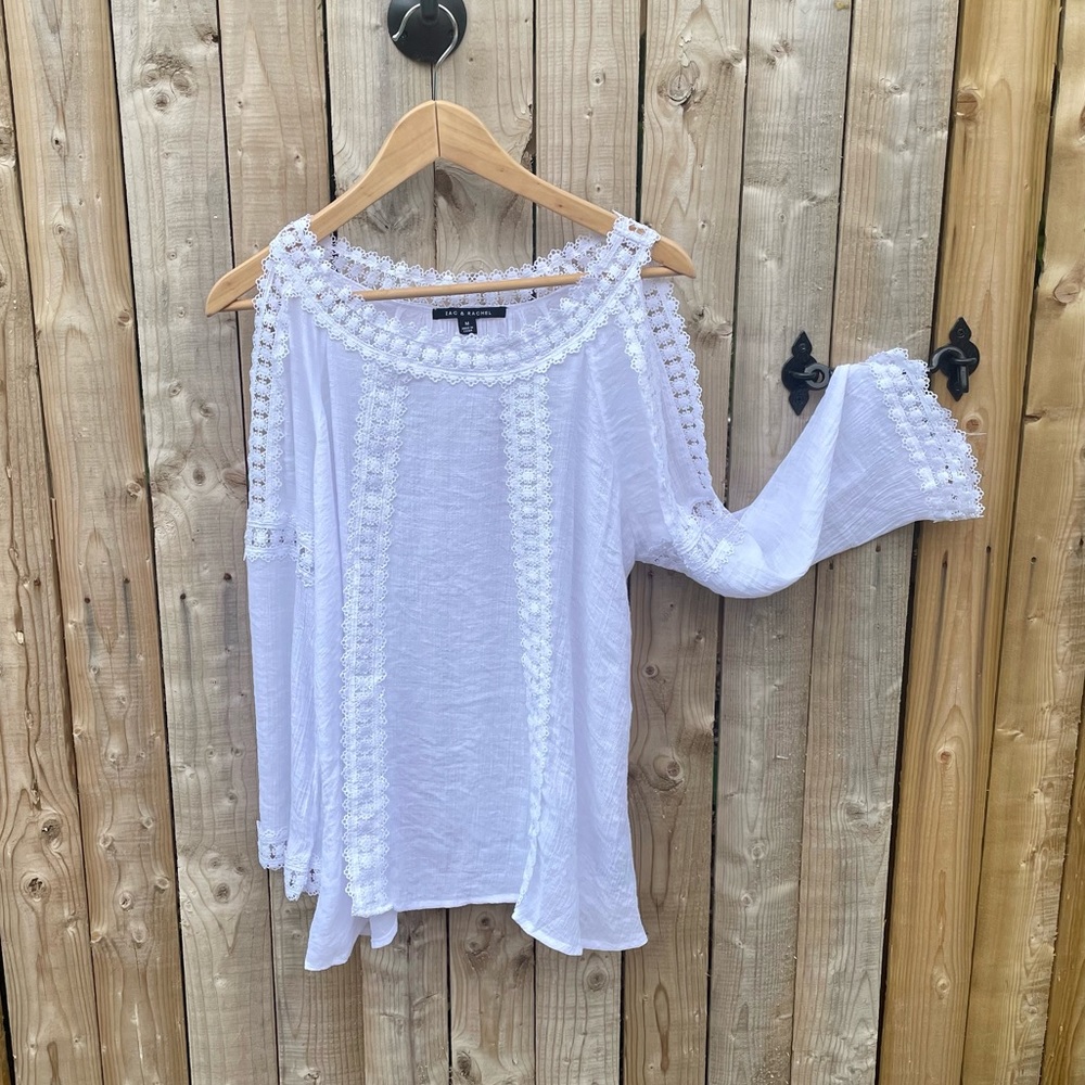 Beautiful White Lace Elegant Blouse M